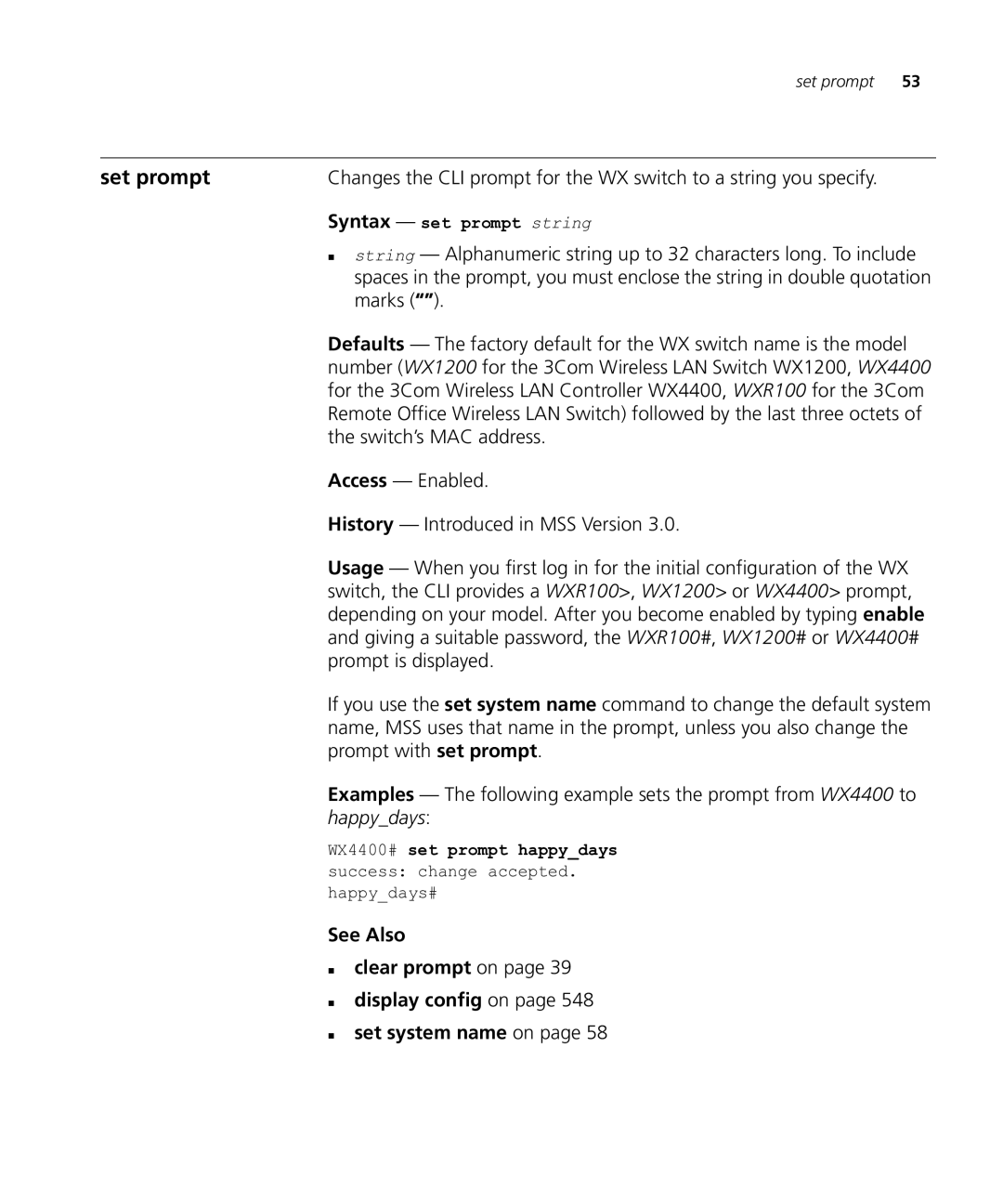 HP Manager Software manual Set prompt, Syntax set prompt string 