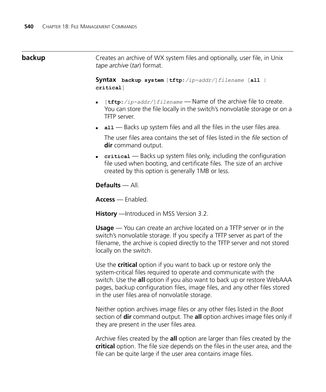 HP Manager Software Tape archive tar format, „ tftp/ip-addr/filename- Name of the archive file to create, Tftp server 