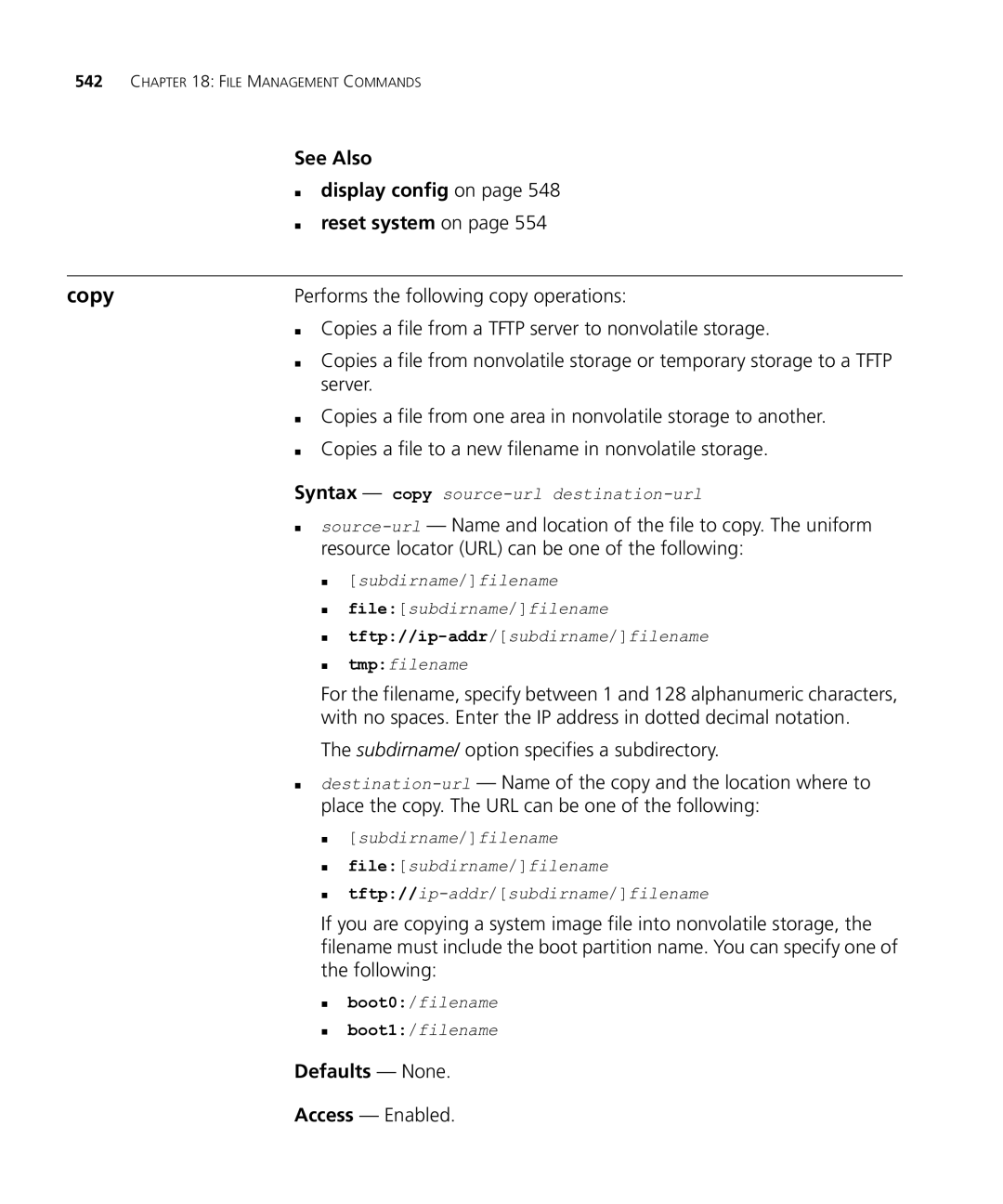 HP Manager Software manual Copy, „ reset system on, Performs the following copy operations 