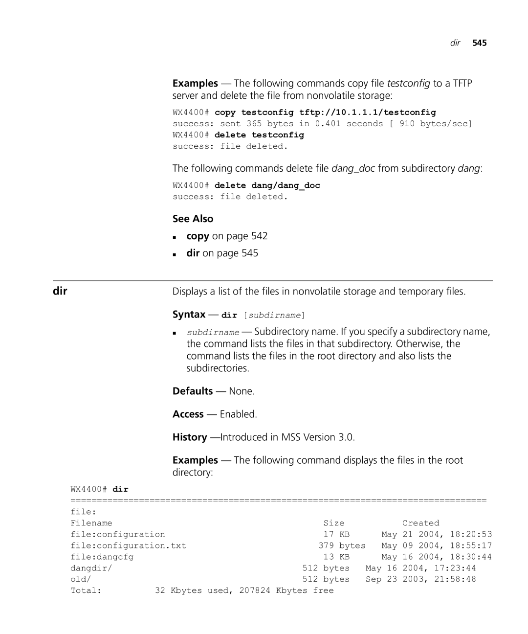 HP Manager Software manual Dir, „ copy on „ dir on 