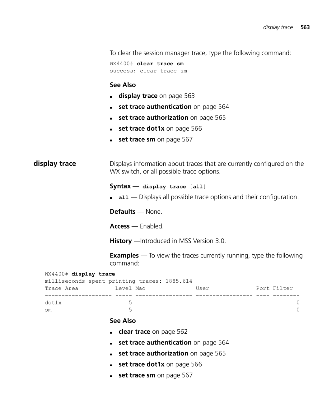 HP Manager Software manual Display trace, WX switch, or all possible trace options, Syntax display trace all 