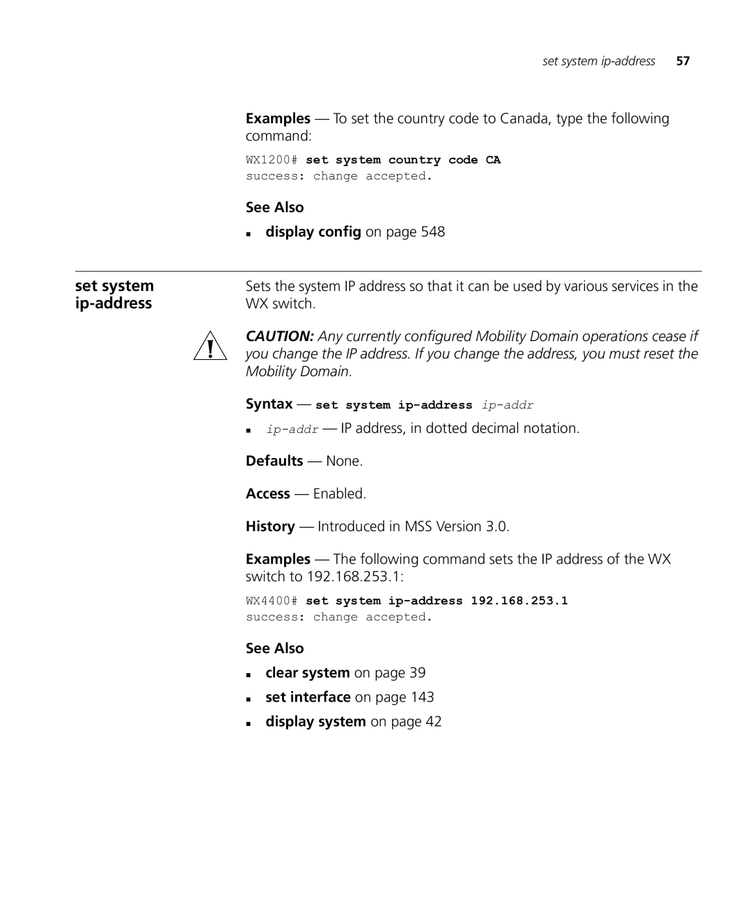 HP Manager Software manual Ip-address, Mobility Domain, „ ip-addr- IP address, in dotted decimal notation 