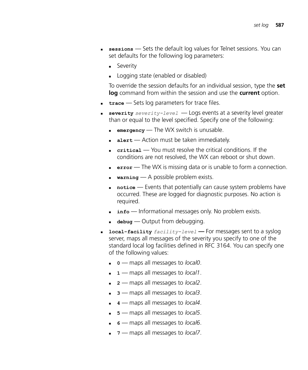 HP Manager Software manual „ trace Sets log parameters for trace files 