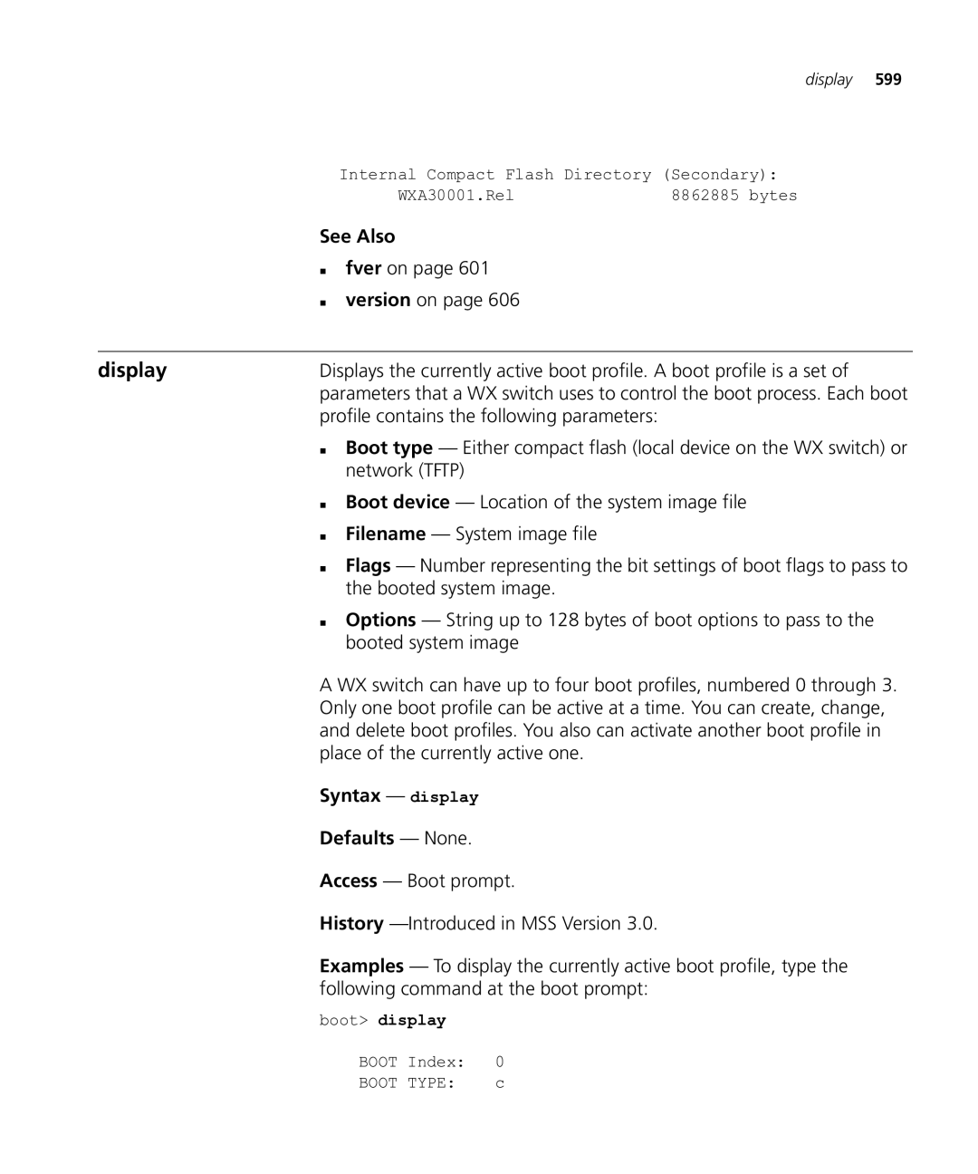 HP Manager Software manual Syntax display Defaults None 