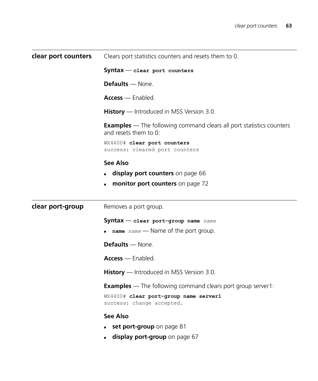 HP Manager Software manual Clear port-group, „ name name Name of the port group, Syntax clear port-group name name 