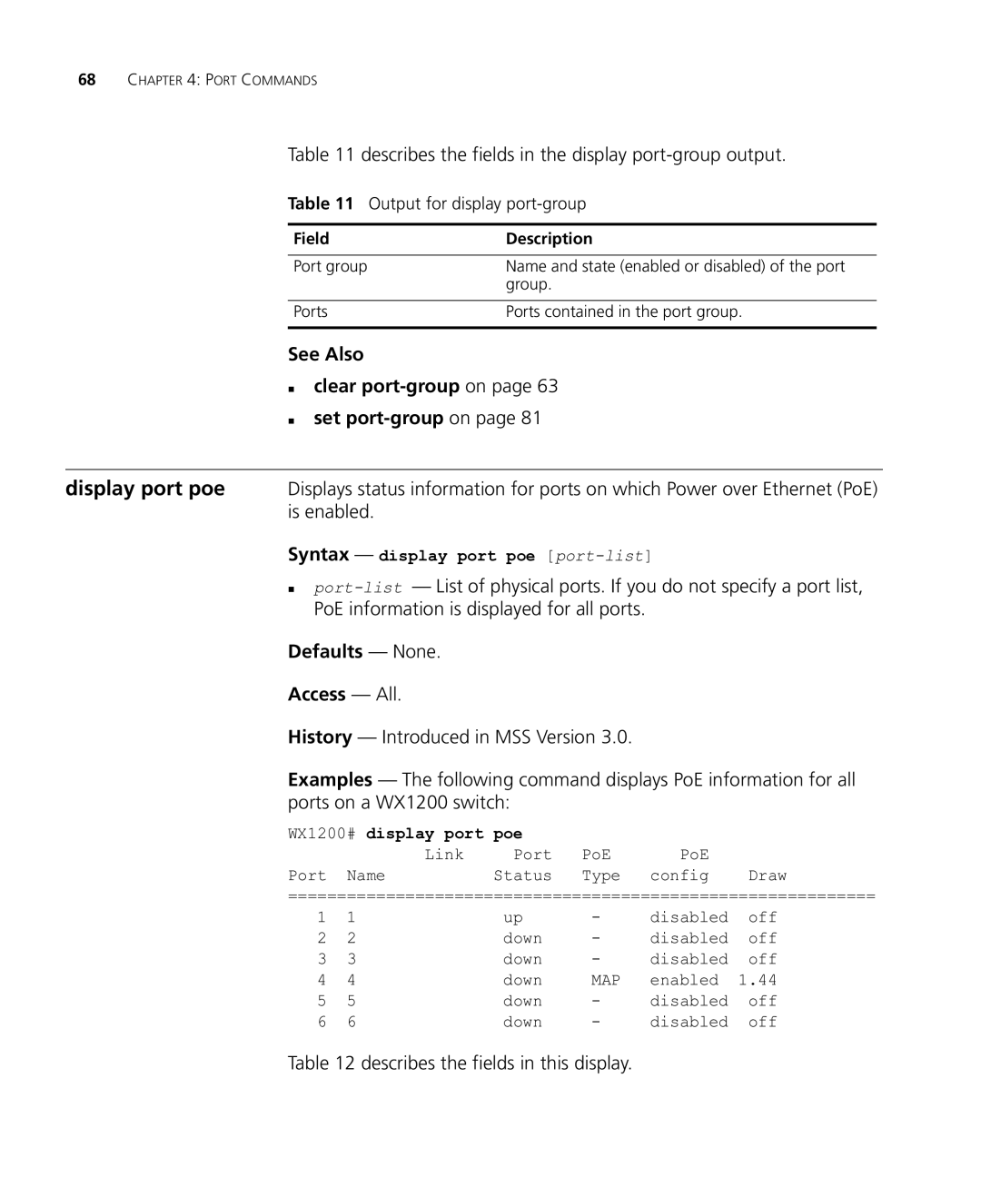 HP Manager Software manual Describes the fields in the display port-group output, Describes the fields in this display 