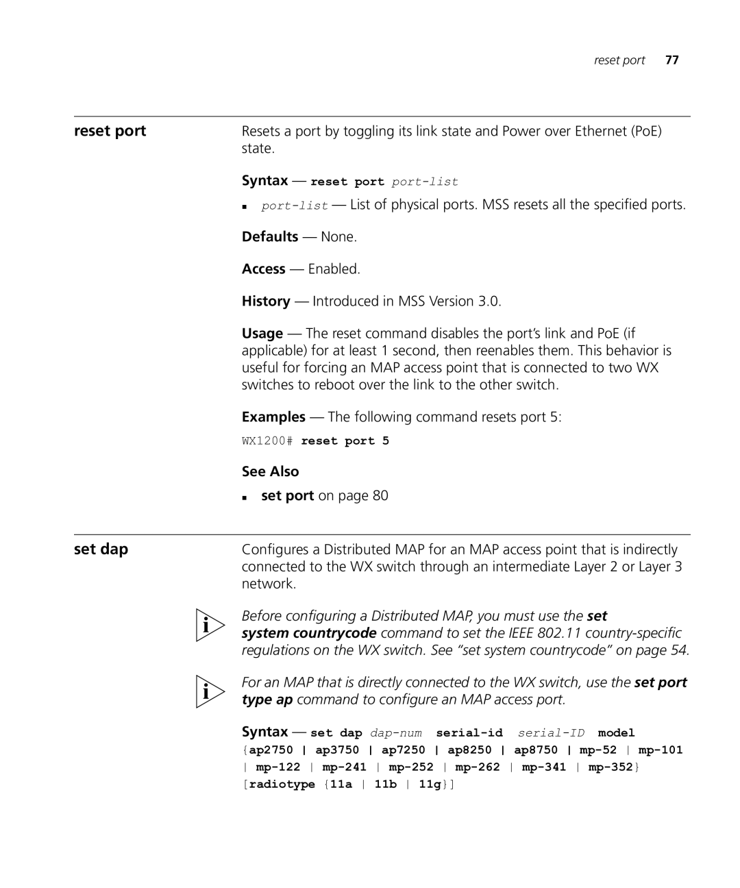 HP Manager Software manual Reset port, Set dap 