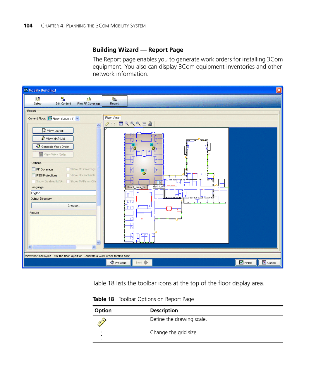 HP Manager Software manual Building Wizard Report, Toolbar Options on Report 