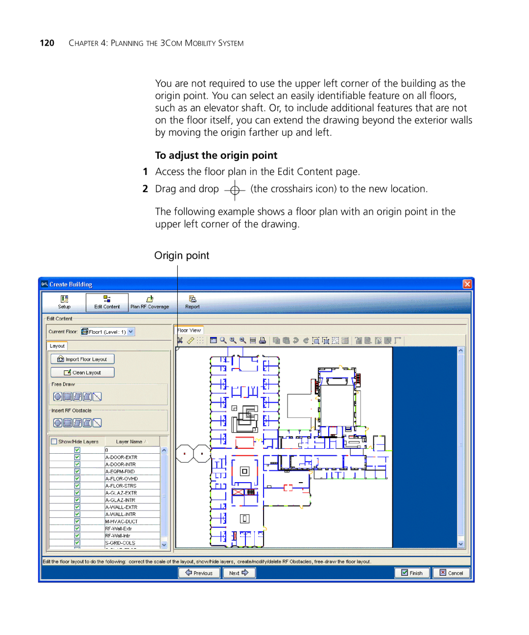 HP Manager Software manual Origin point, To adjust the origin point 