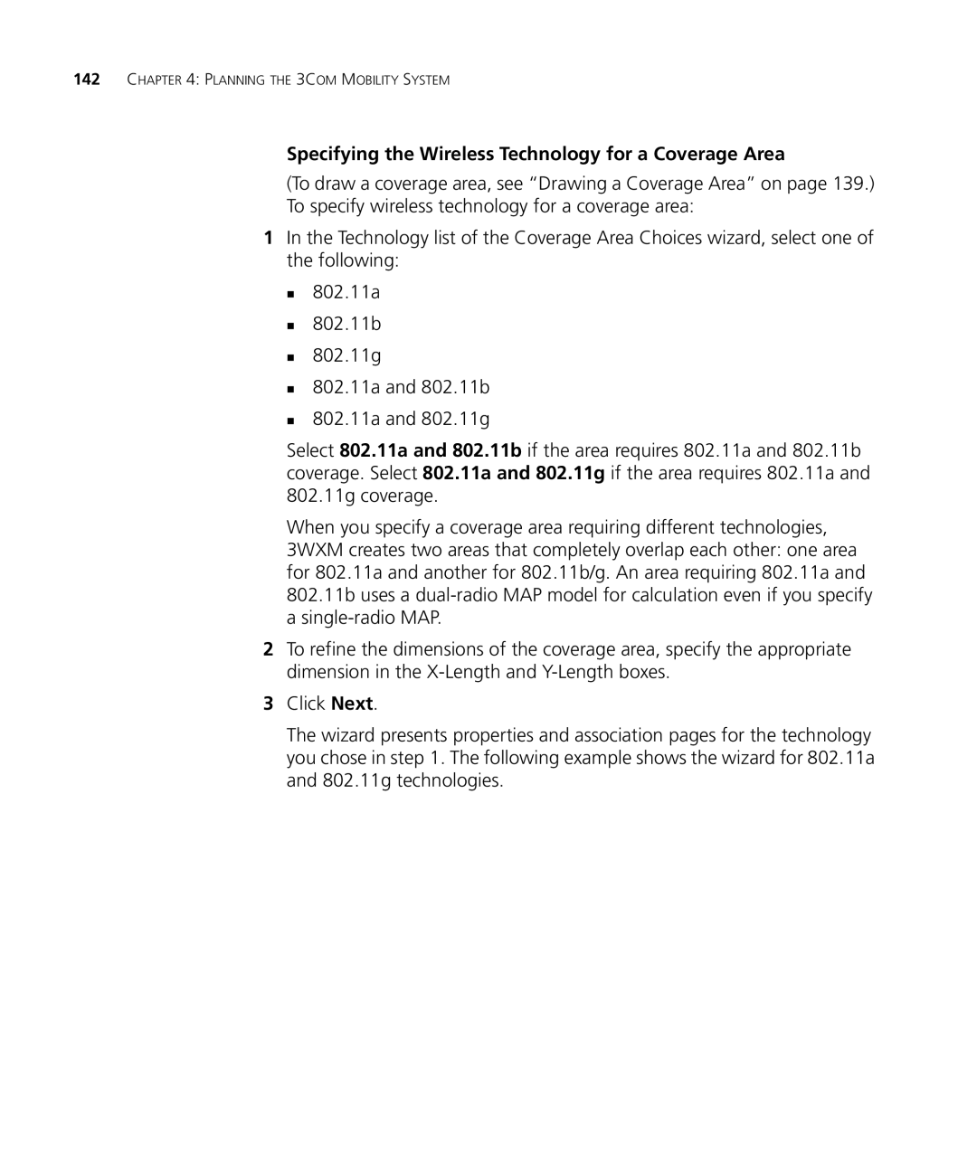 HP Manager Software manual Specifying the Wireless Technology for a Coverage Area 