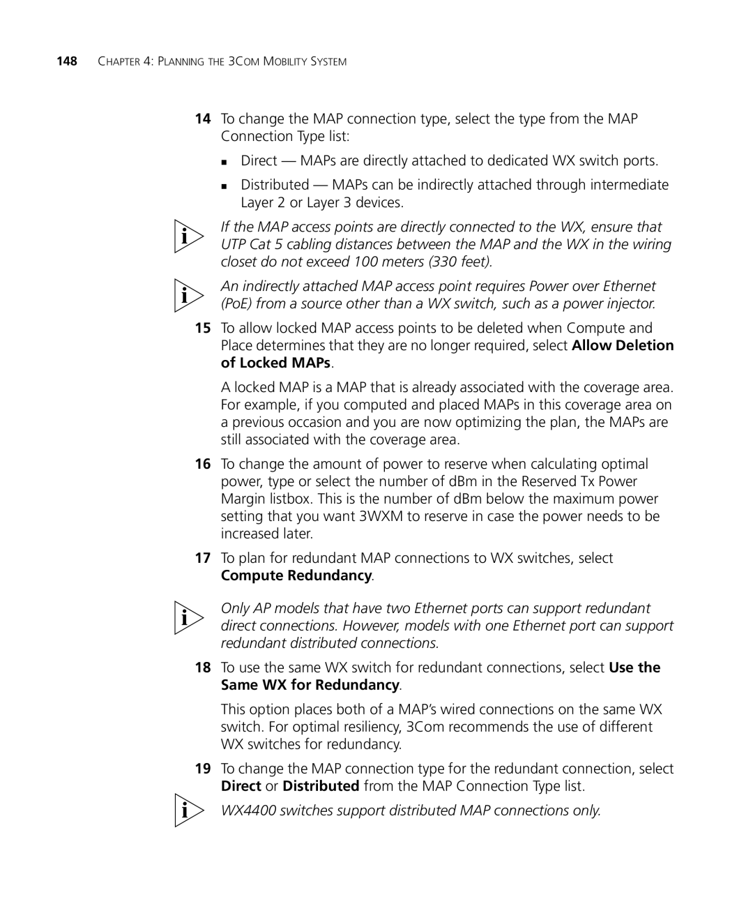 HP Manager Software manual WX4400 switches support distributed MAP connections only 