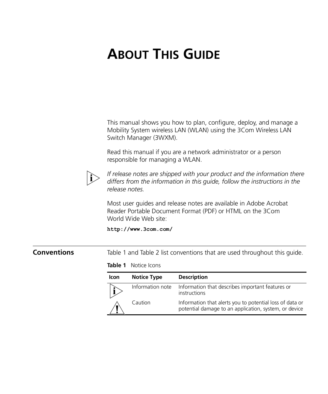 HP Manager Software manual Conventions, List conventions that are used throughout this guide, Icon Description 