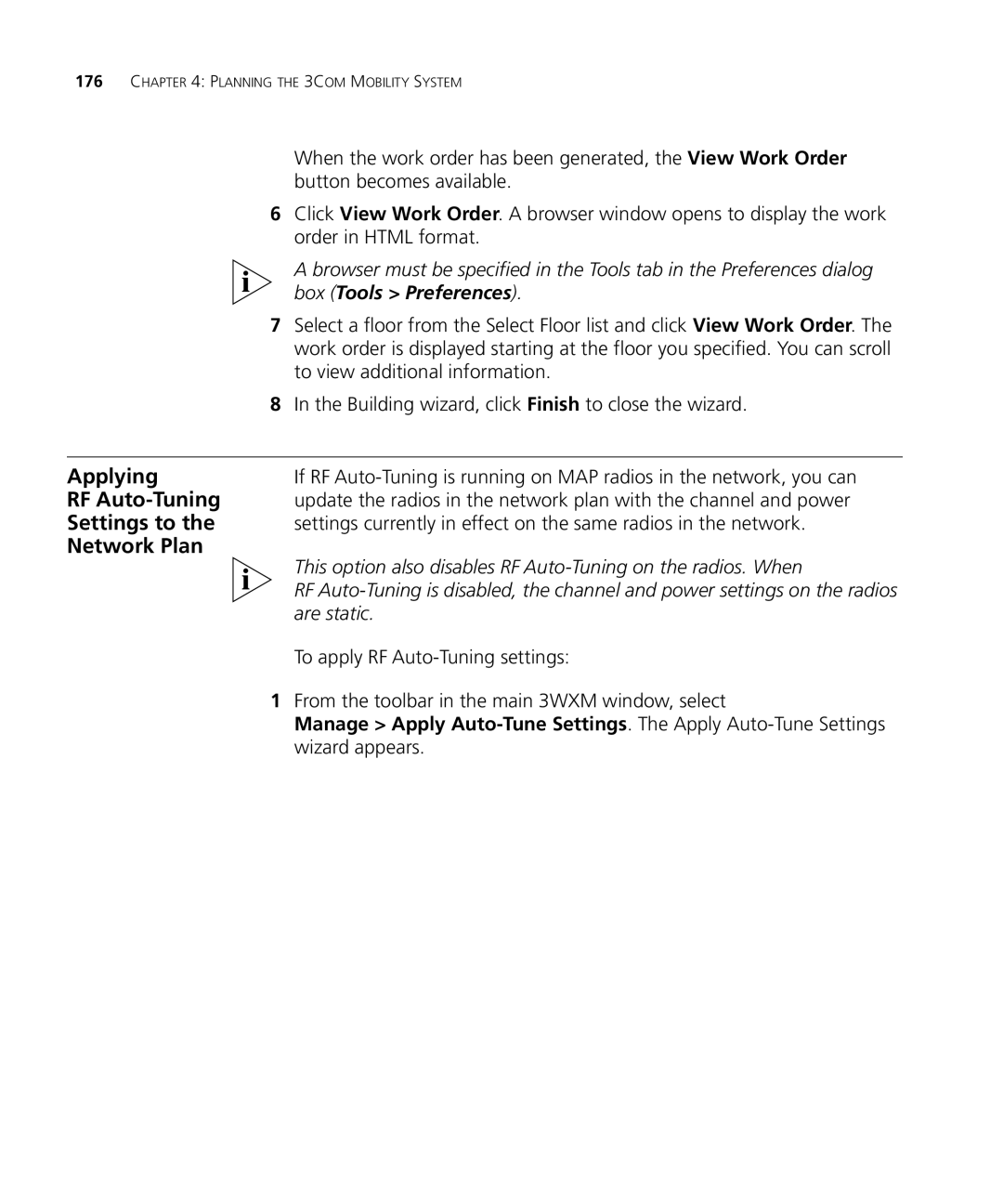 HP Manager Software manual Applying RF Auto-Tuning Settings to the Network Plan 