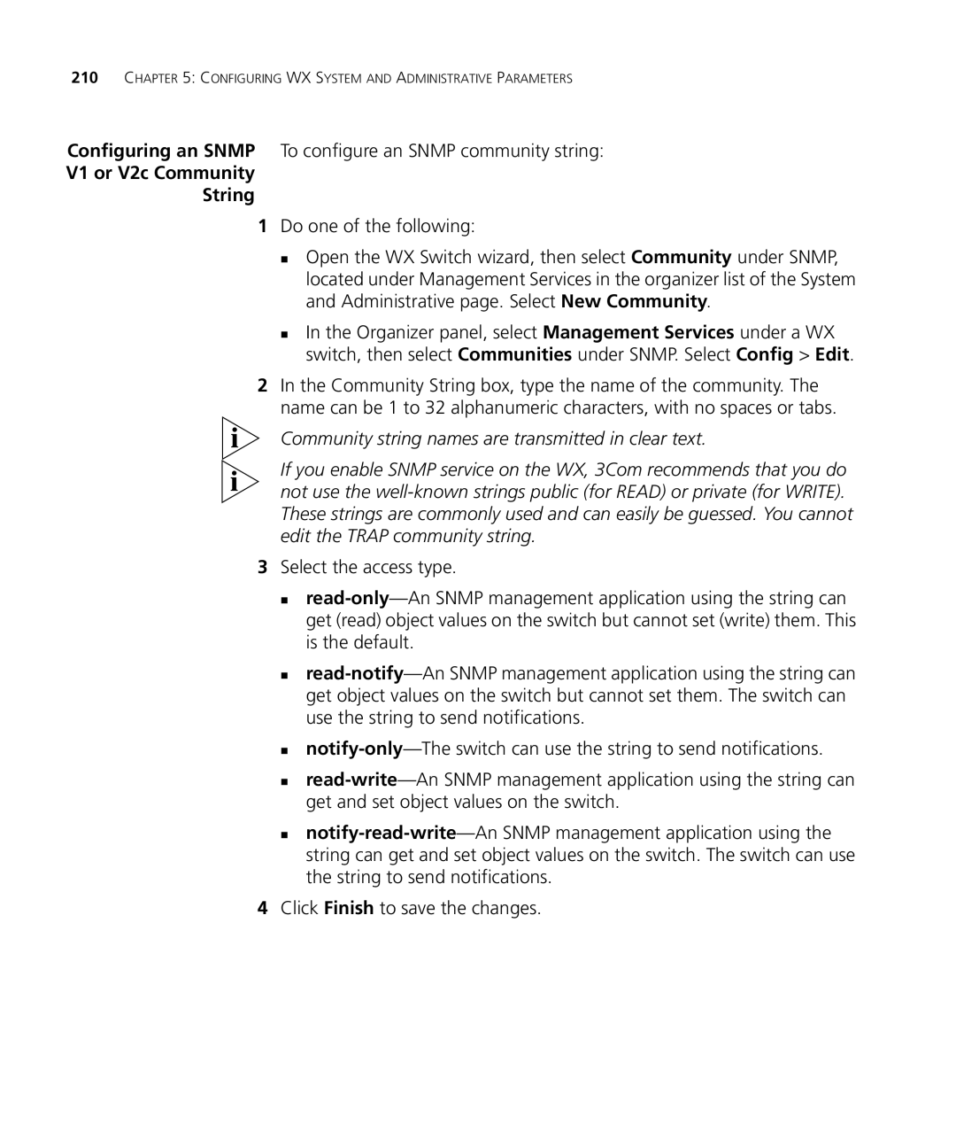 HP Manager Software manual Configuring an Snmp To configure an Snmp community string, V1 or V2c Community String 