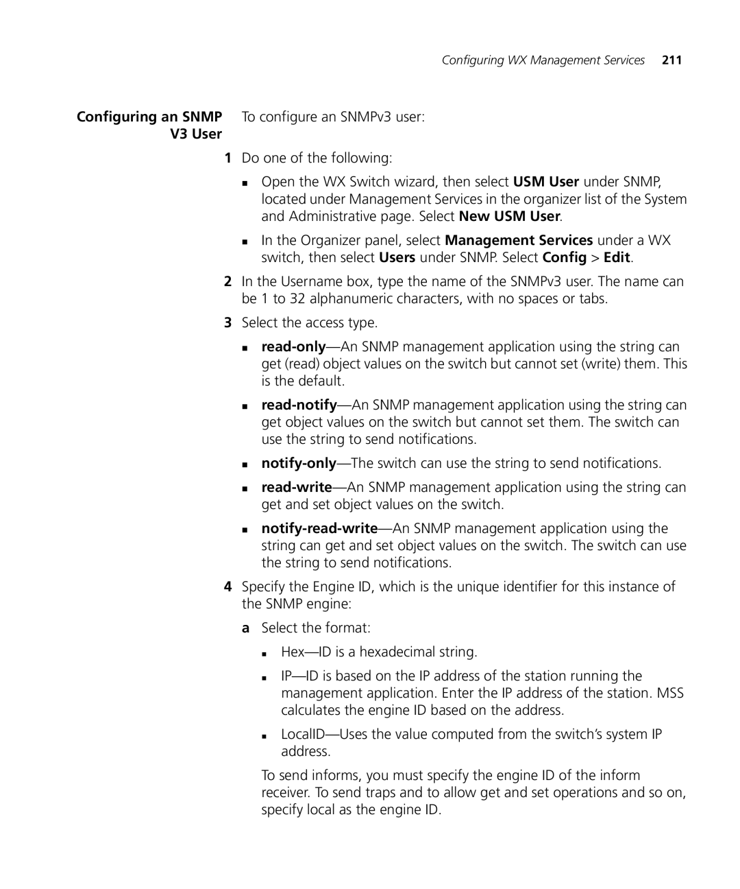 HP Manager Software manual Configuring an Snmp To configure an SNMPv3 user, V3 User 