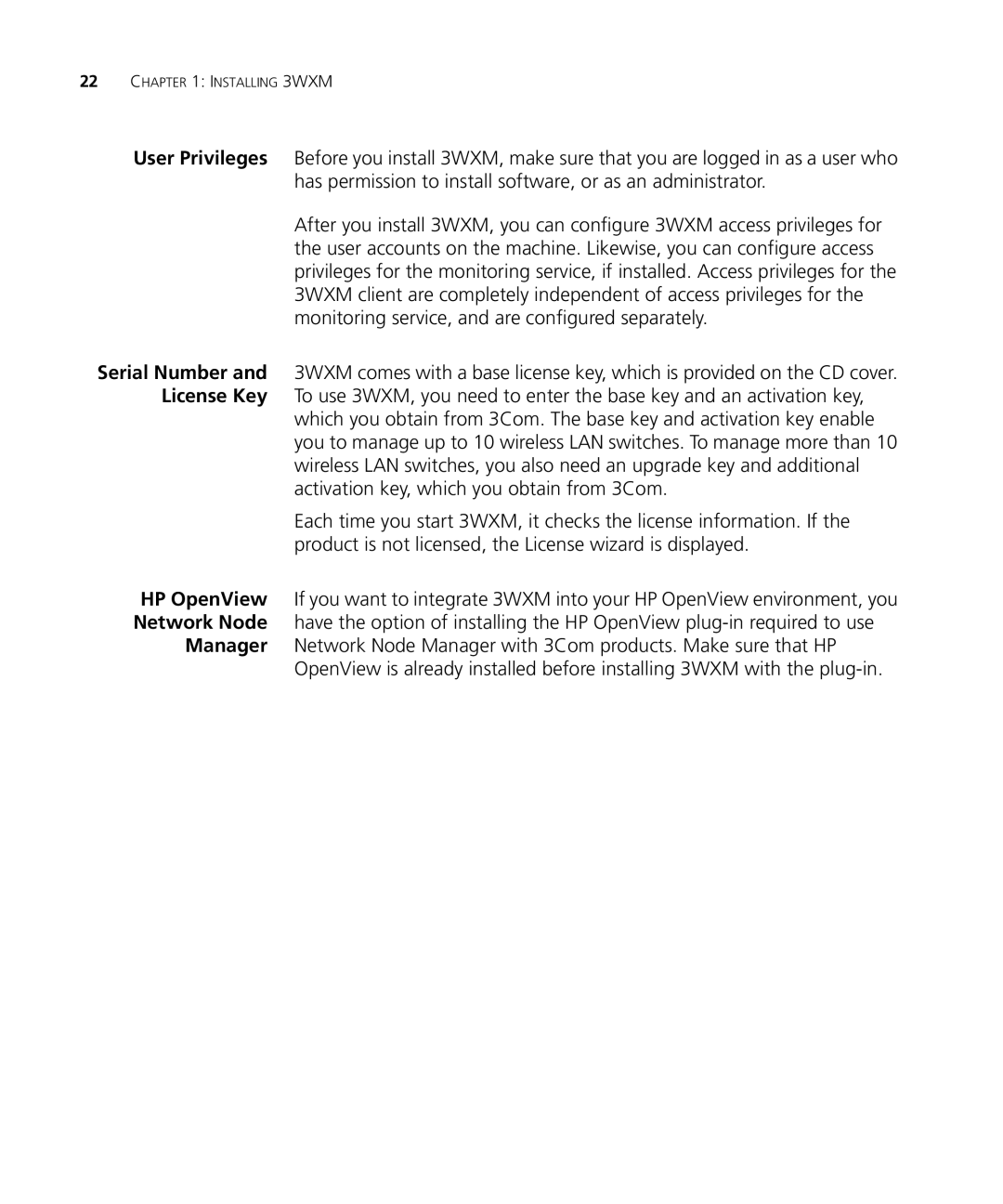 HP Manager Software manual Installing 3WXM 