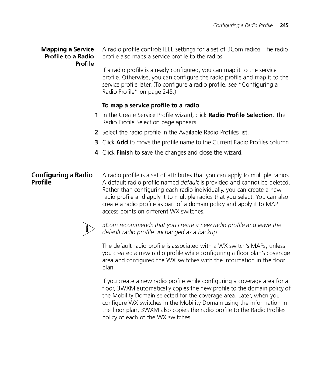 HP Manager Software manual Profile, To map a service profile to a radio 