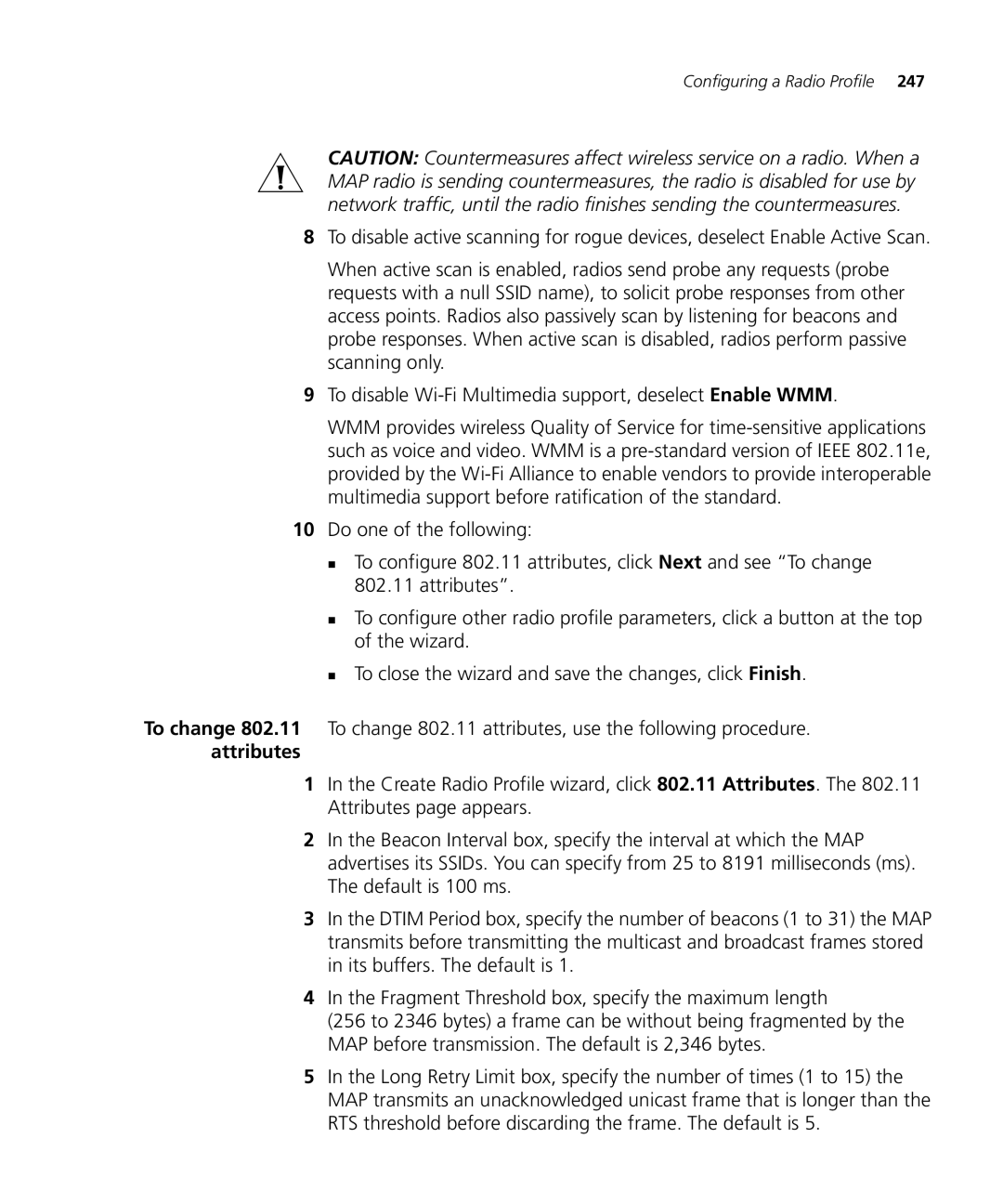 HP Manager Software manual Configuring a Radio Profile 