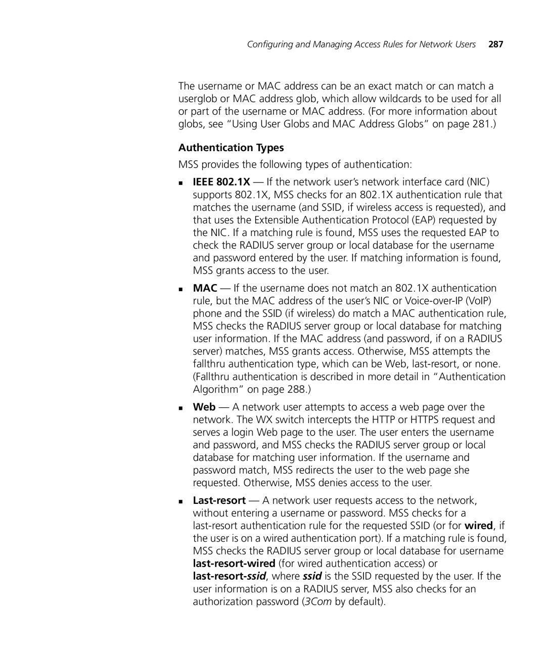 HP Manager Software manual Authentication Types, MSS provides the following types of authentication 