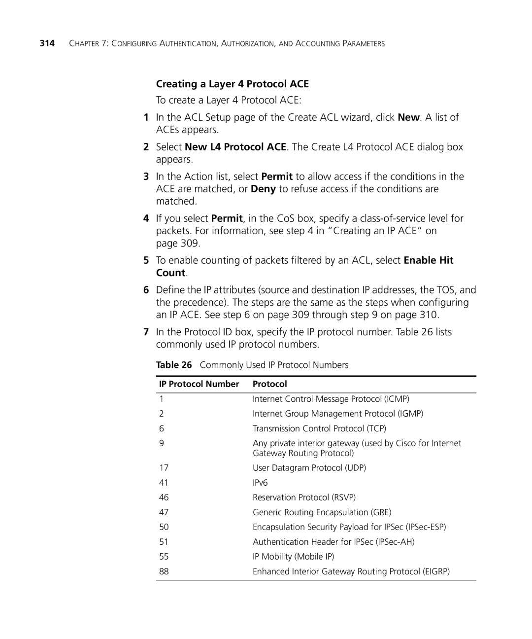 HP Manager Software manual Creating a Layer 4 Protocol ACE, Commonly Used IP Protocol Numbers 