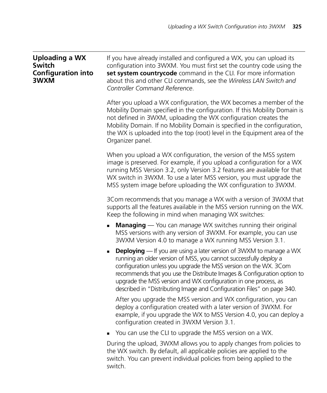 HP Manager Software manual Uploading a WX, Switch, Configuration into, Organizer panel 