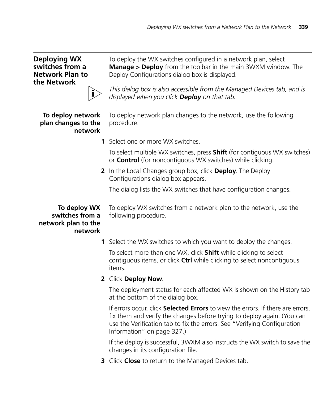 HP Manager Software manual Deploying WX, Switches from a, Network Plan to 