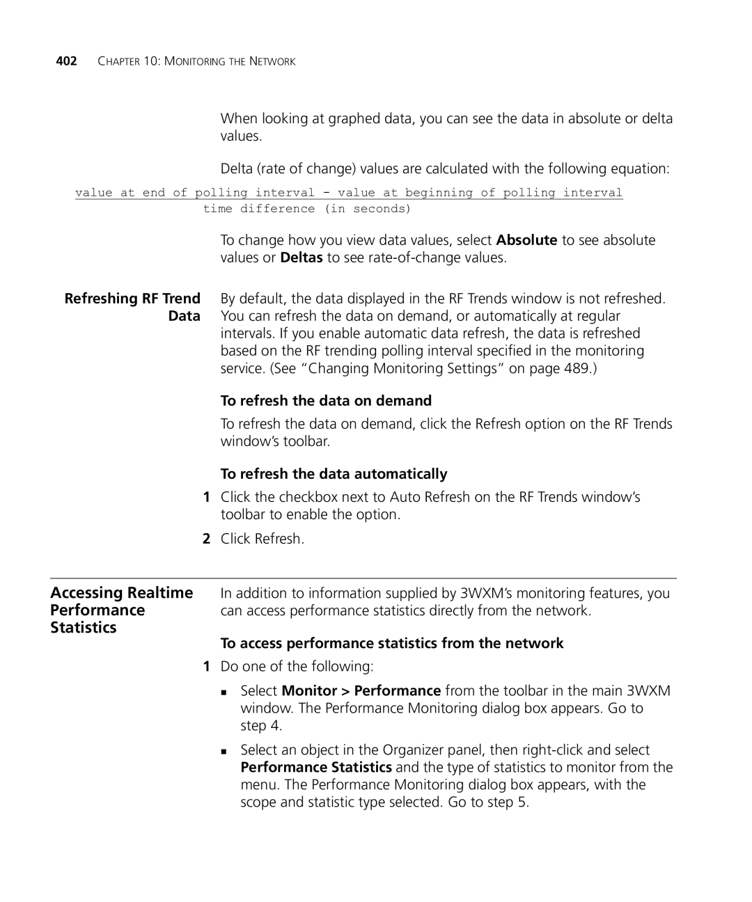 HP Manager Software manual Statistics, To access performance statistics from the network 