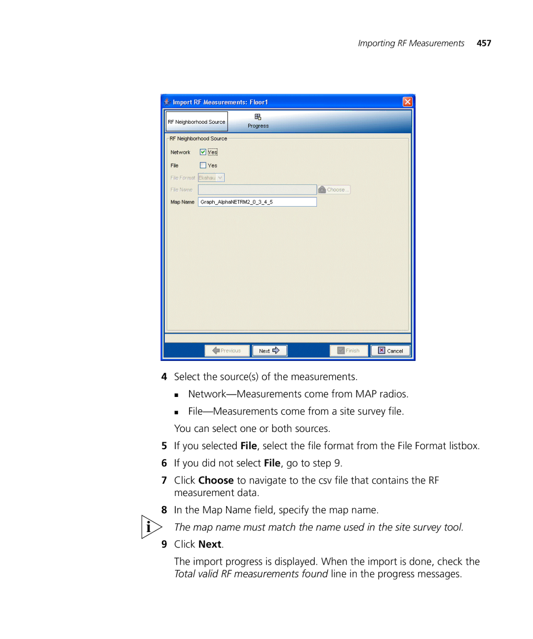 HP Manager Software manual Map name must match the name used in the site survey tool 