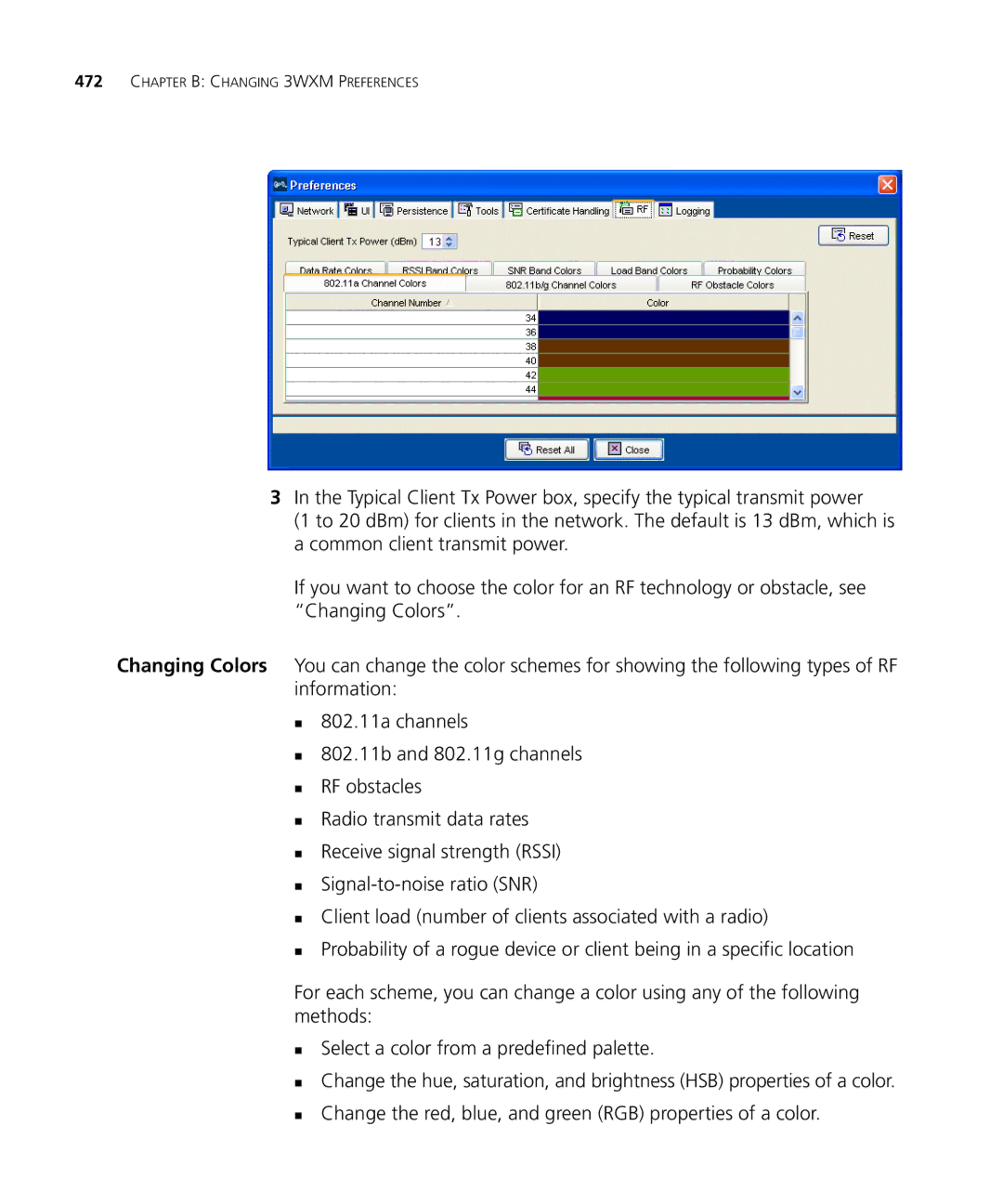 HP Manager Software manual Chapter B Changing 3WXM Preferences 