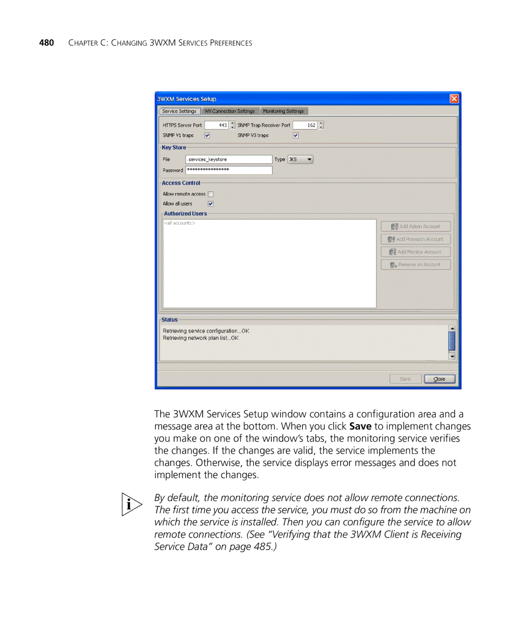 HP Manager Software manual Chapter C Changing 3WXM Services Preferences 