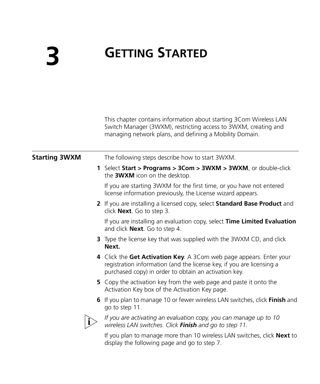 HP Manager Software manual Starting 3WXM, Switch Manager 3WXM, restricting access to 3WXM, creating, Next 