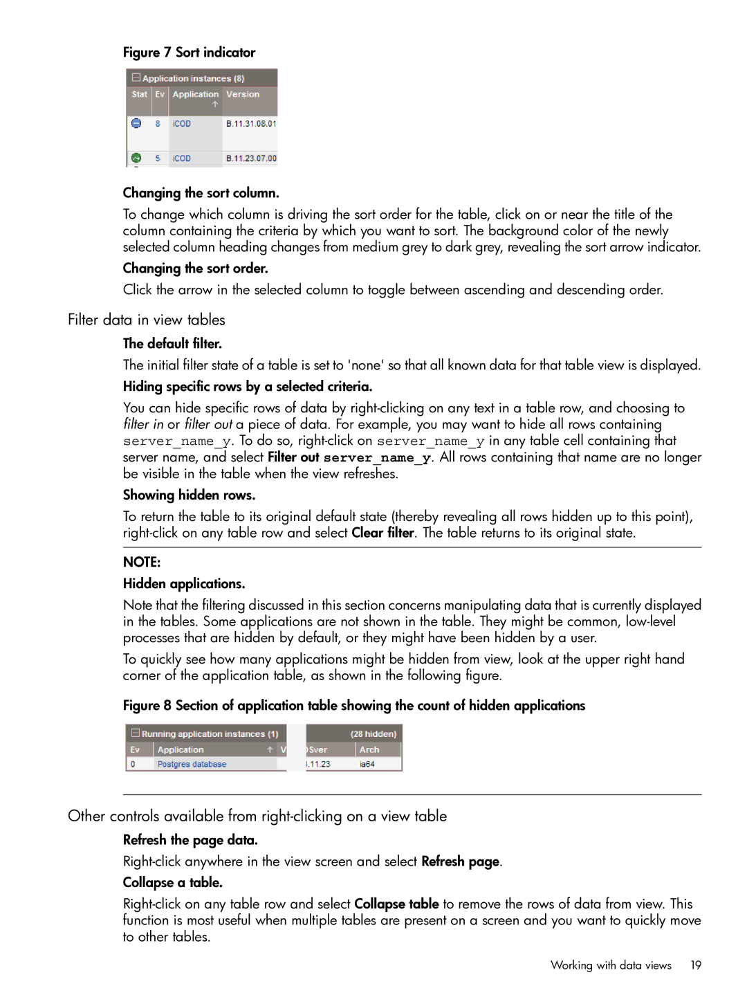 HP Matrix Operating Environment Software manual Filter data in view tables 