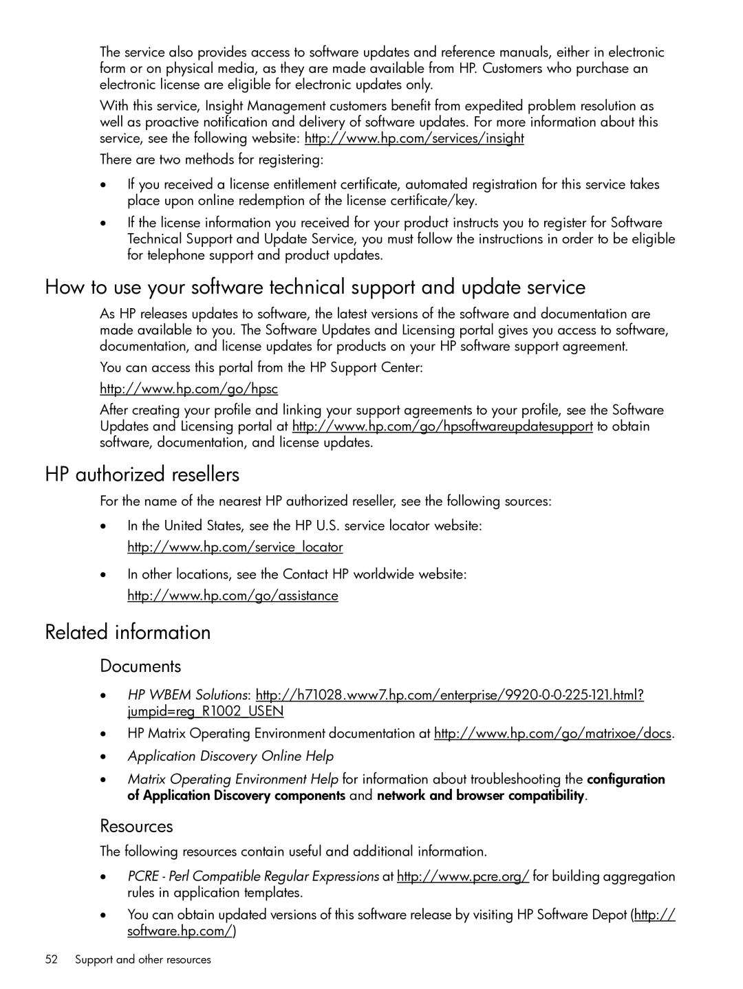 HP Matrix Operating Environment Software manual HP authorized resellers, Related information, Documents, Resources 