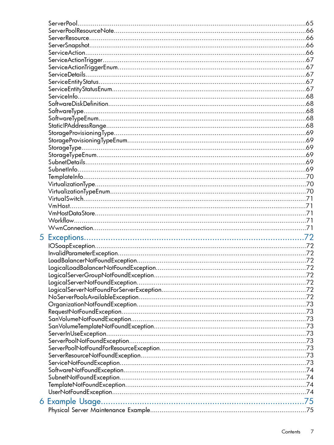 HP Matrix Operating Environment Software manual Exceptions, Example Usage 