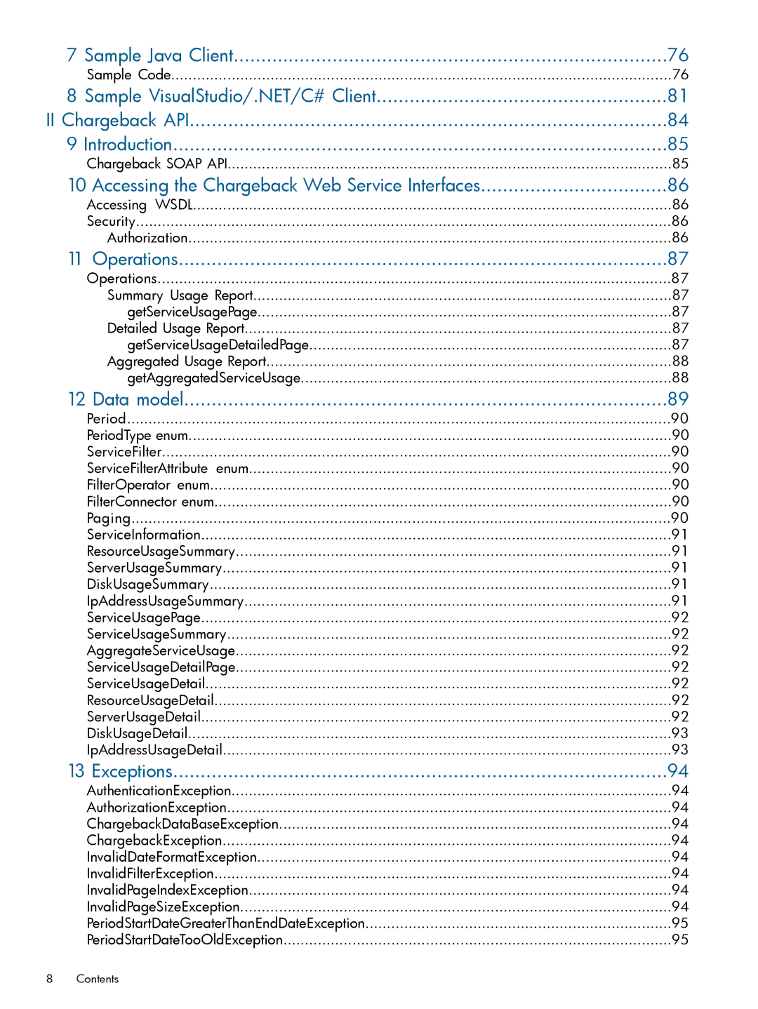 HP Matrix Operating Environment Software manual Sample Java Client, Accessing the Chargeback Web Service Interfaces 