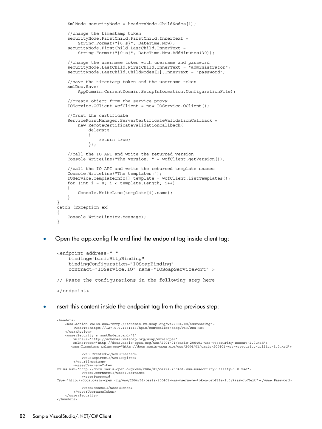 HP Matrix Operating Environment Software manual Sample VisualStudio/.NET/C# Client, String.Format0s, DateTime.Now 