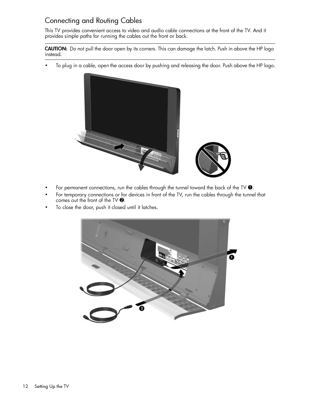 HP md5020n 50 inch 720p, md6580n 65 inch 1080p, md5880n 58 inch 1080p, md5820n 58 inch 720p Connecting and Routing Cables 