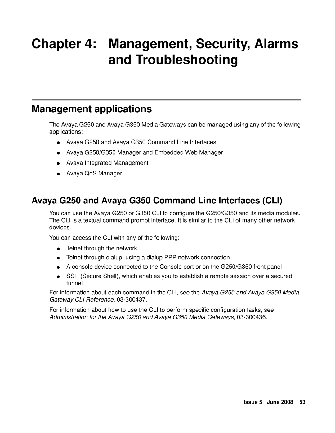 HP Media Gateways G250, Media Gateways G350 manual Management, Security, Alarms and Troubleshooting, Management applications 