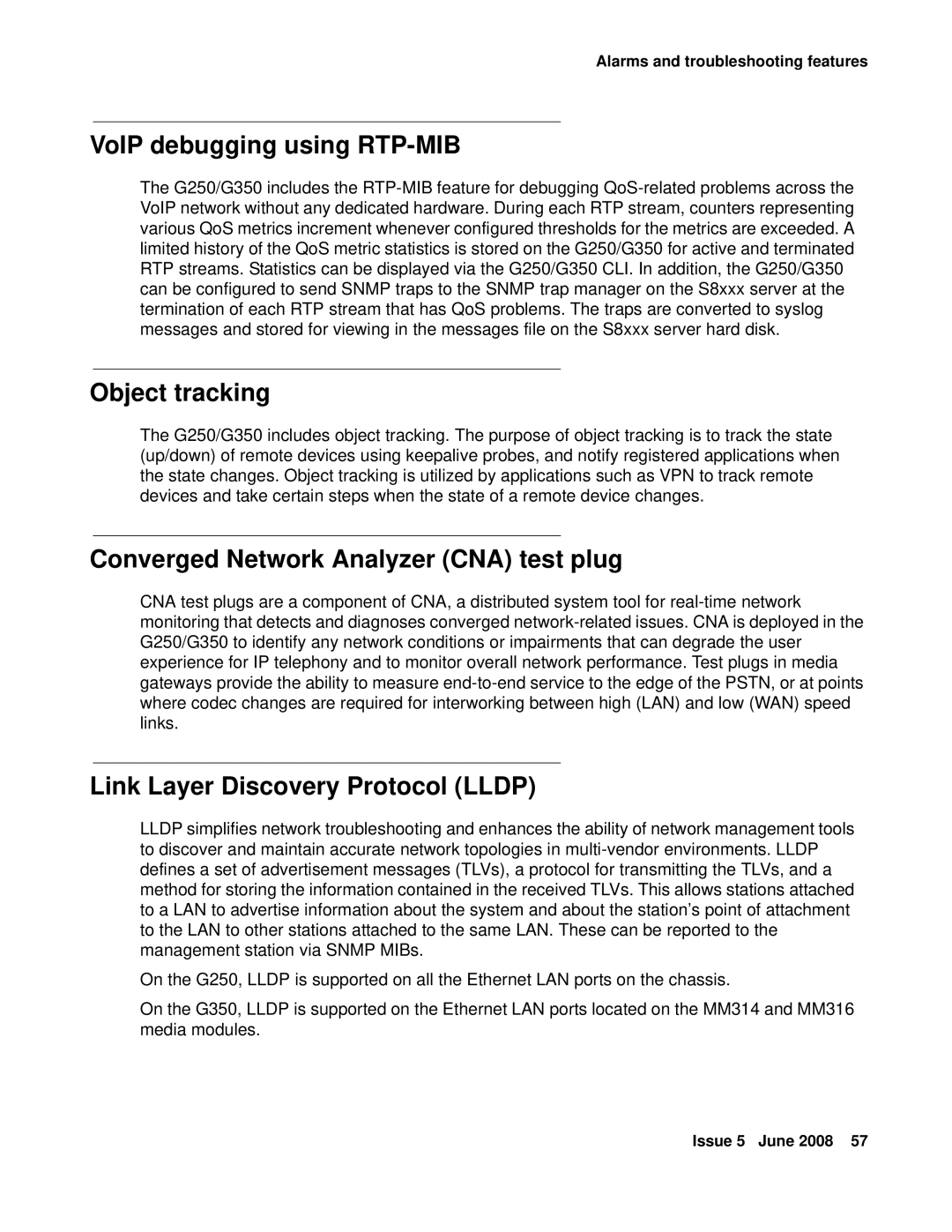 HP Media Gateways G250 manual VoIP debugging using RTP-MIB, Object tracking, Converged Network Analyzer CNA test plug 