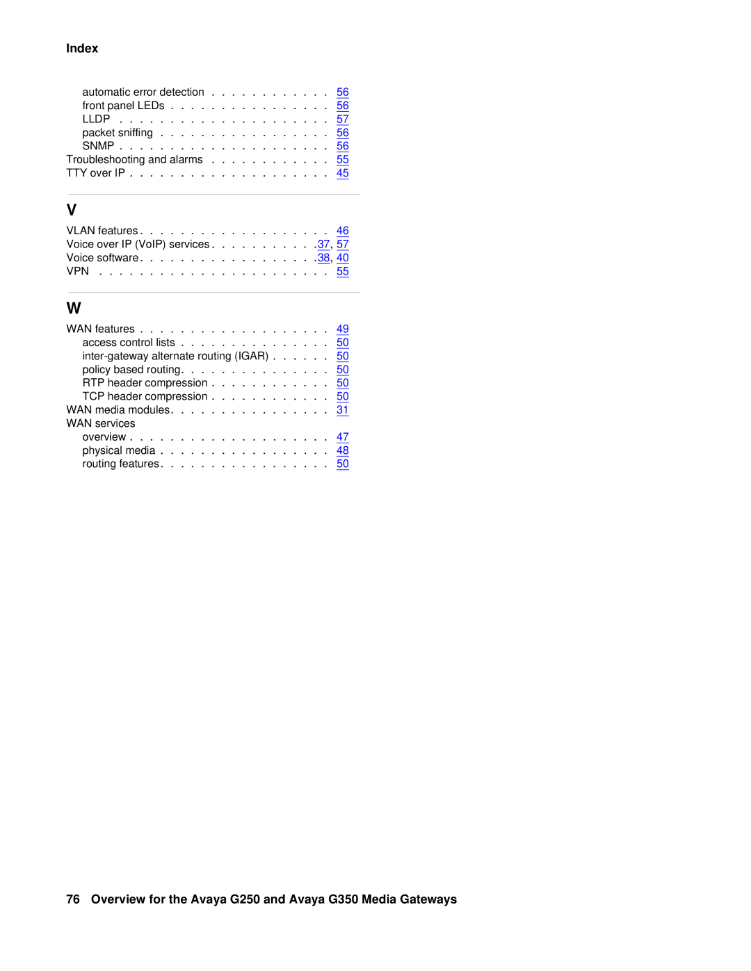 HP Media Gateways G350, Media Gateways G250 manual WAN features Access control lists 