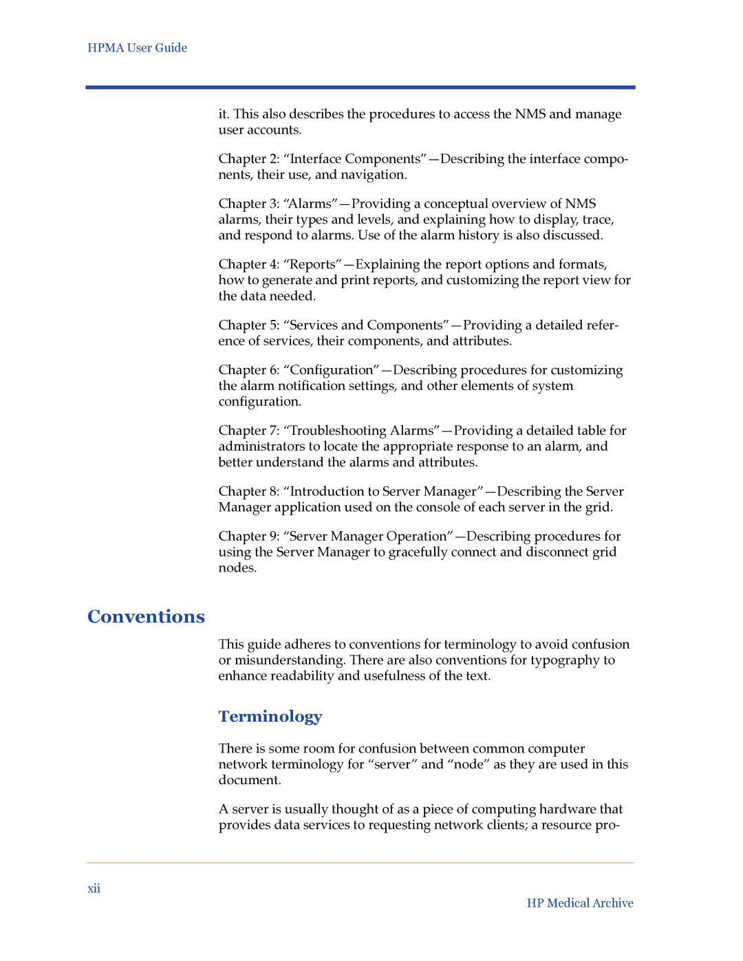 HP Medical Archive Solution manual Conventions, Terminology 