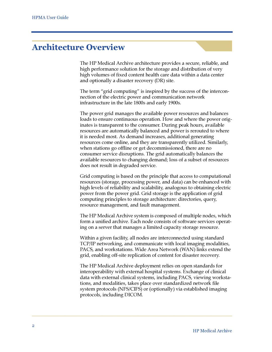 HP Medical Archive Solution manual Architecture Overview 