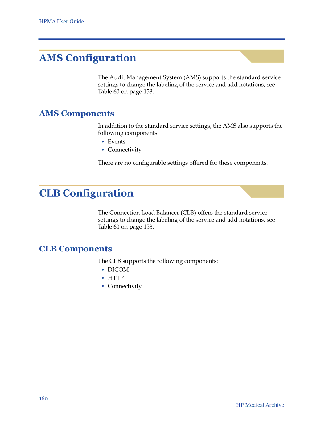 HP Medical Archive Solution manual AMS Configuration, CLB Configuration 