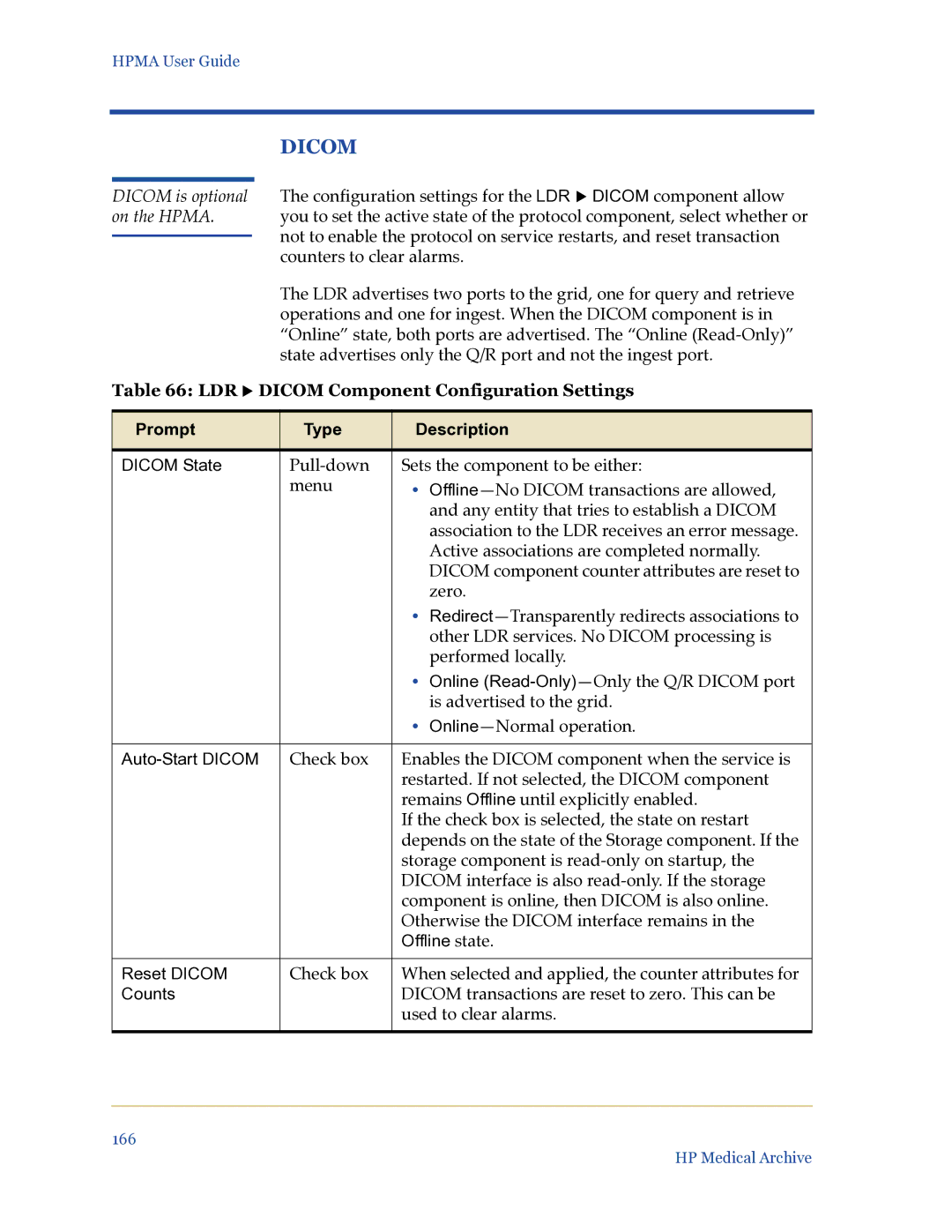 HP Medical Archive Solution manual LDR X Dicom Component Configuration Settings 