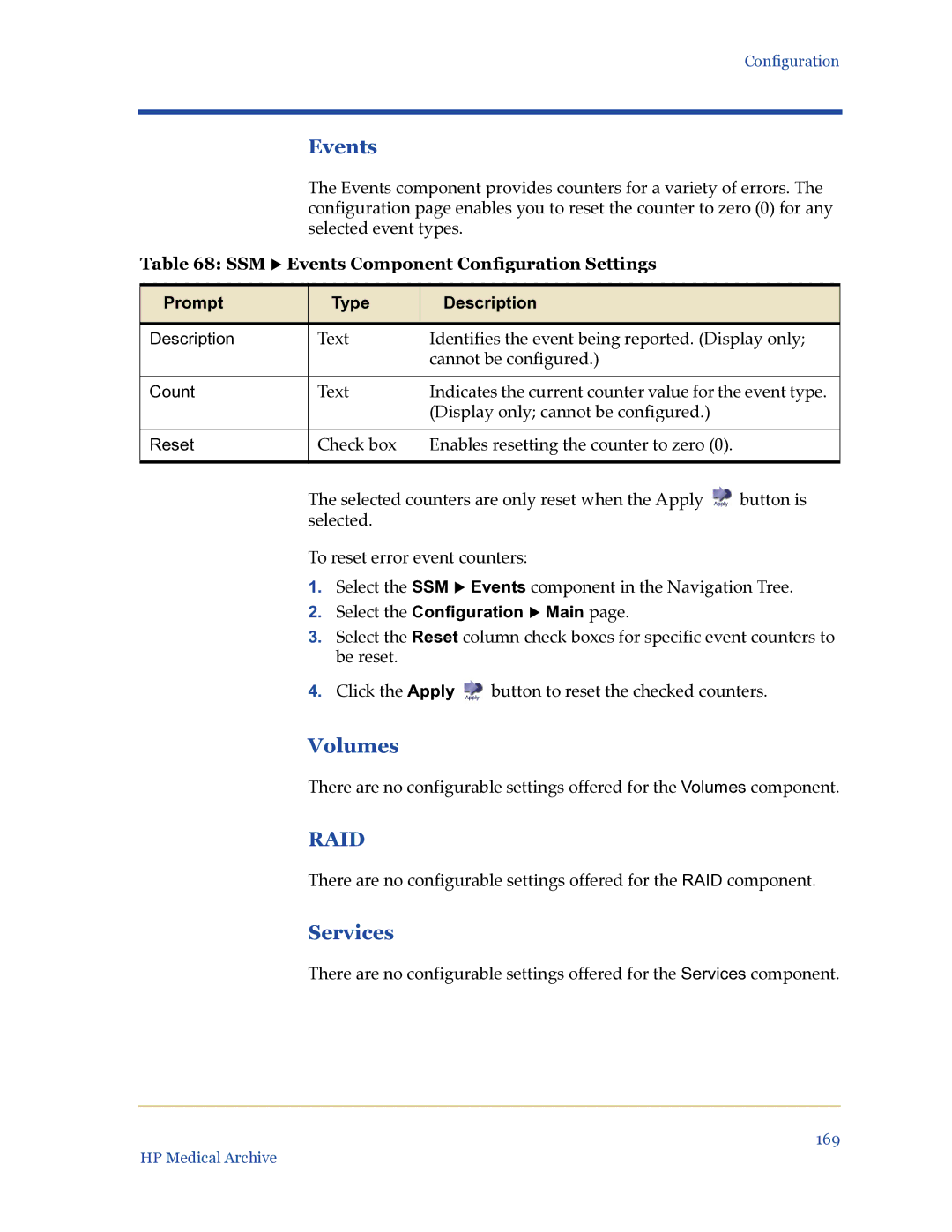 HP Medical Archive Solution manual SSM X Events Component Configuration Settings 