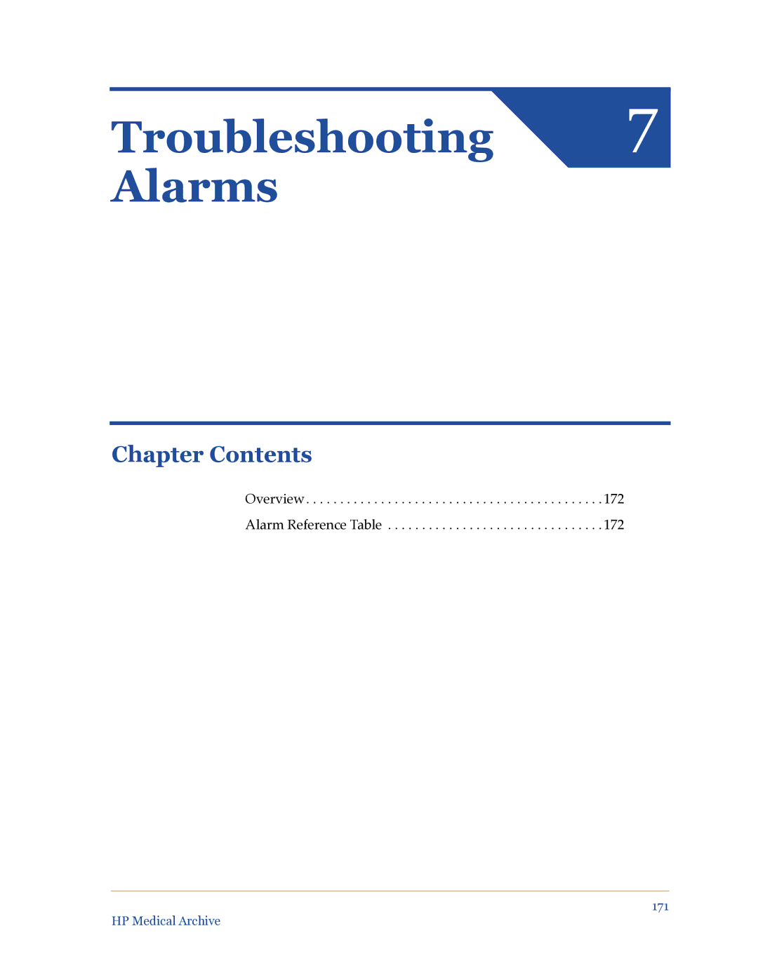 HP Medical Archive Solution manual Troubleshooting Alarms 