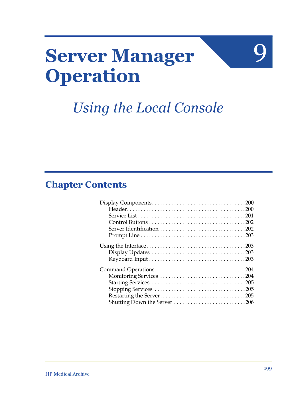 HP Medical Archive Solution manual Server Manager Operation 