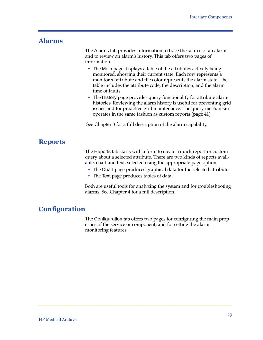 HP Medical Archive Solution manual Alarms, Reports, Configuration 