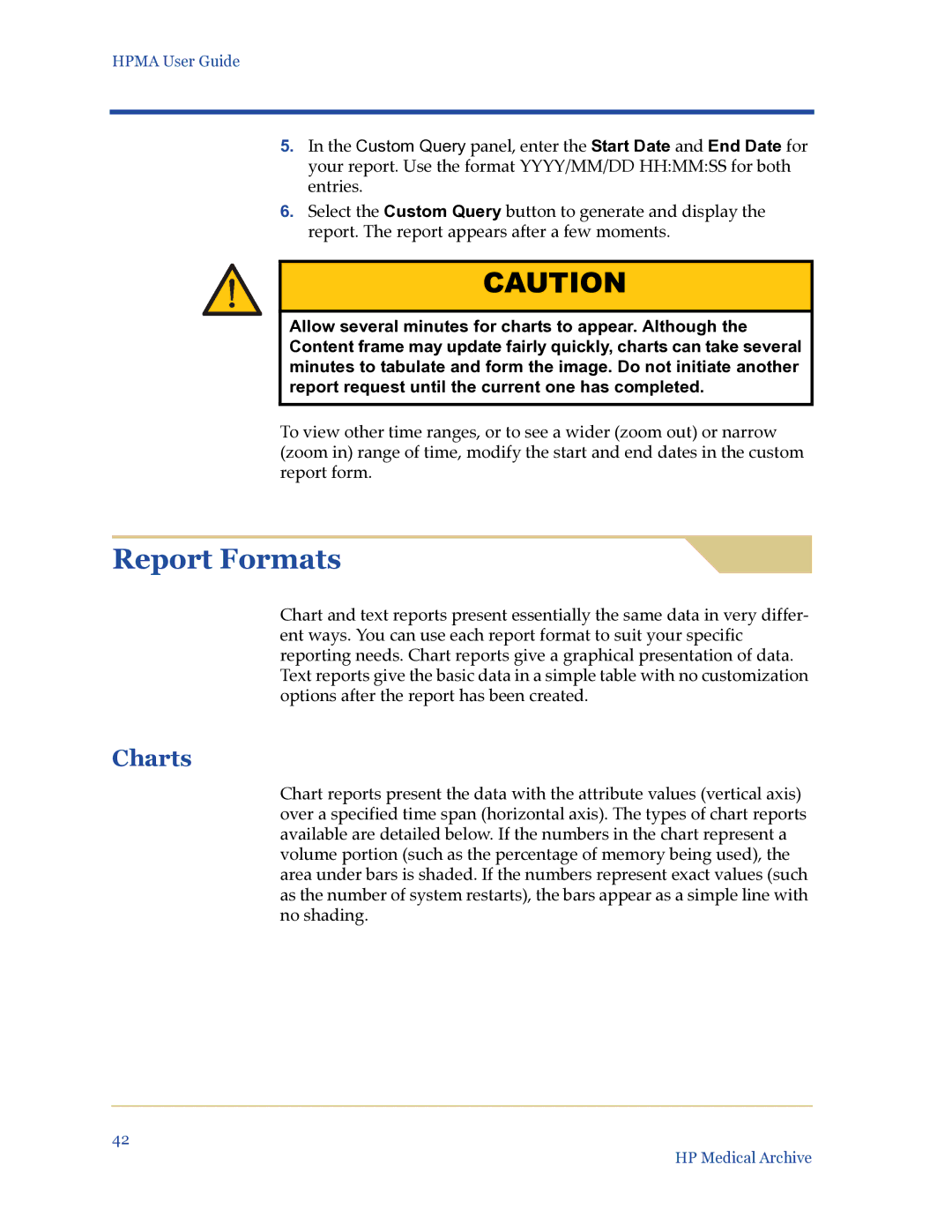 HP Medical Archive Solution manual Report Formats, Charts 