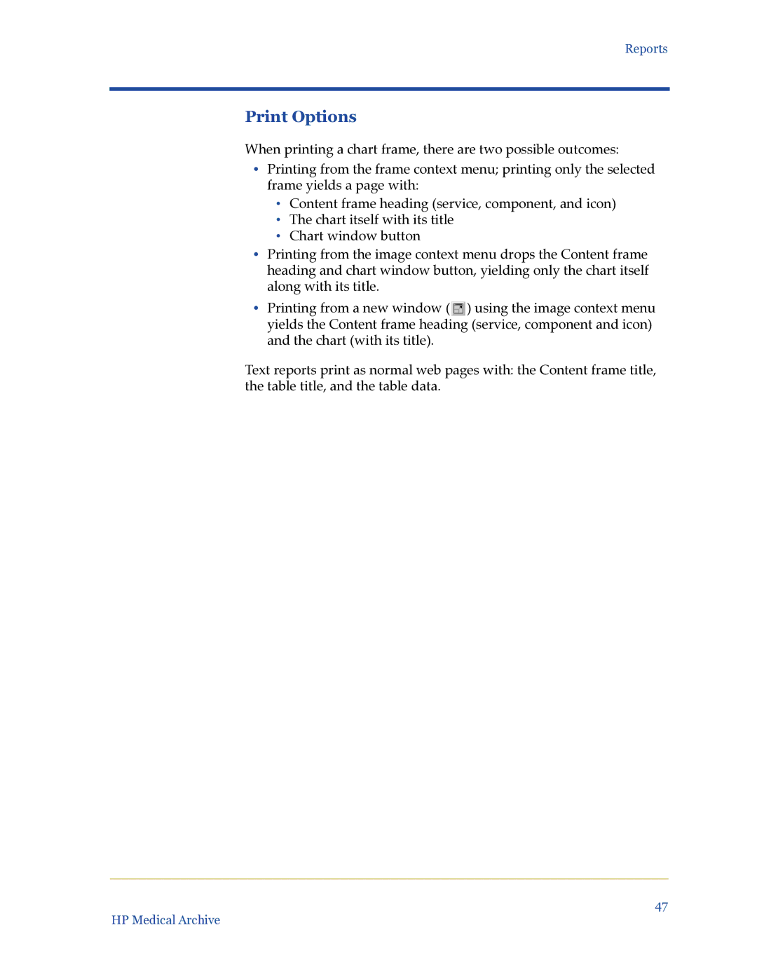 HP Medical Archive Solution manual Print Options 
